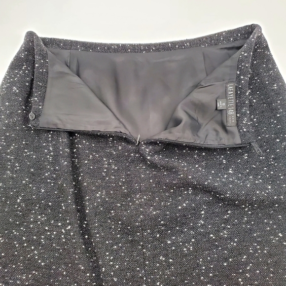 Lafayette 148 New York Virgin Wool Mix Black / White Tweed Pencil Skirt - Picture 6 of 9